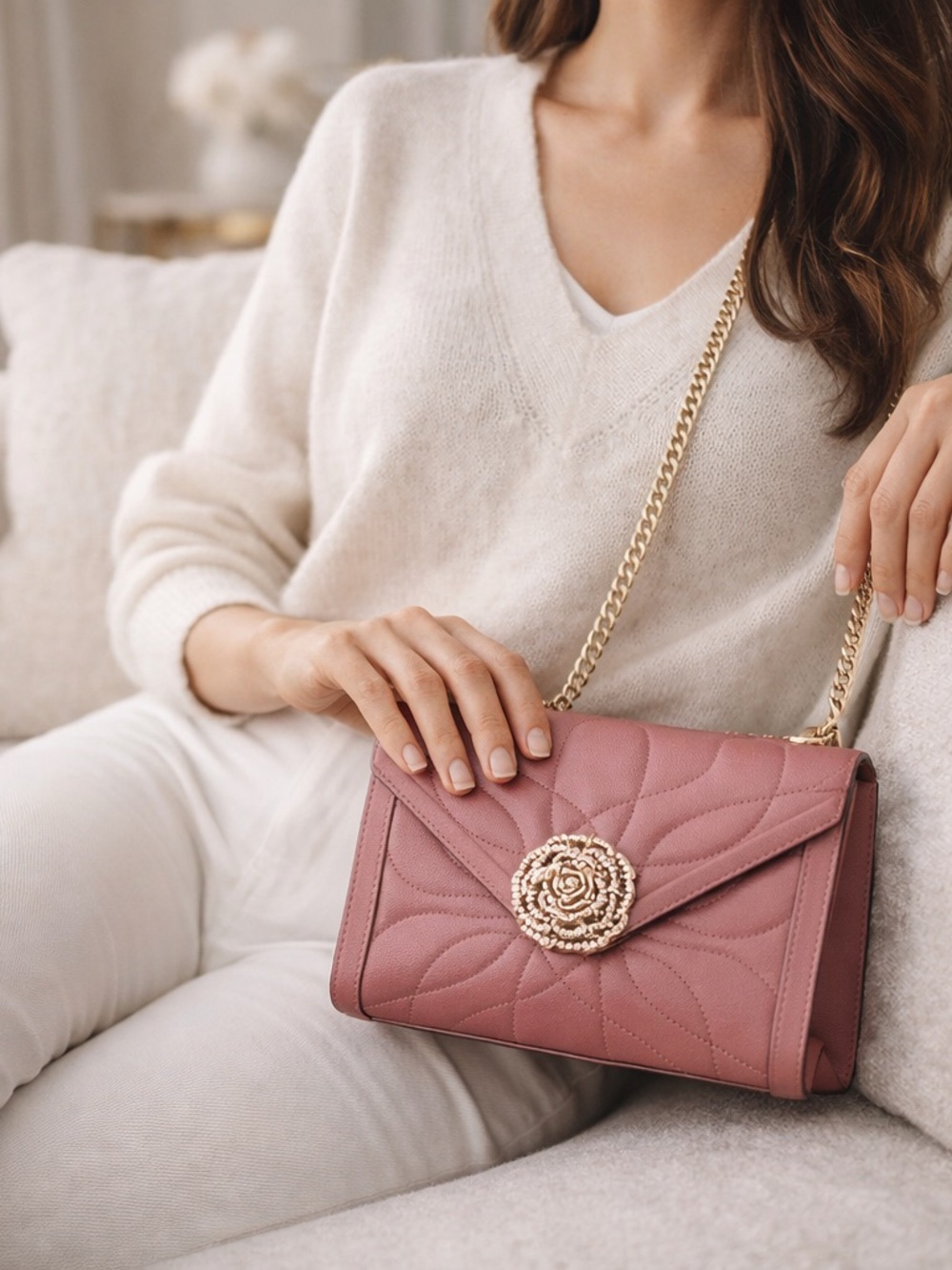 Michael Kors Whitney Floral Crystal Embellished Blush Pink Crossbody Bag Rare
